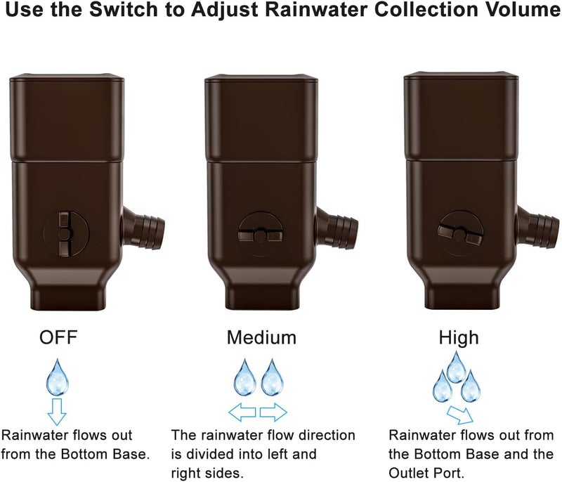 Prestantious Downspout Diverter, Rainwater Diverter with Adjustable Switch Valve, Rainwater Collection System Fits for 3”x 4”Oversize Downspout and 2”x3” Standard Downspout, Brown - Image 4